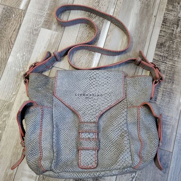 Liebeskind Berlin Fleur Silver Snakeskin Leather Shoulder Crossbody Bag - Picture 1 of 10